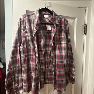 J.Crew Women's Plaid Button Down Shirt - Red and Gray